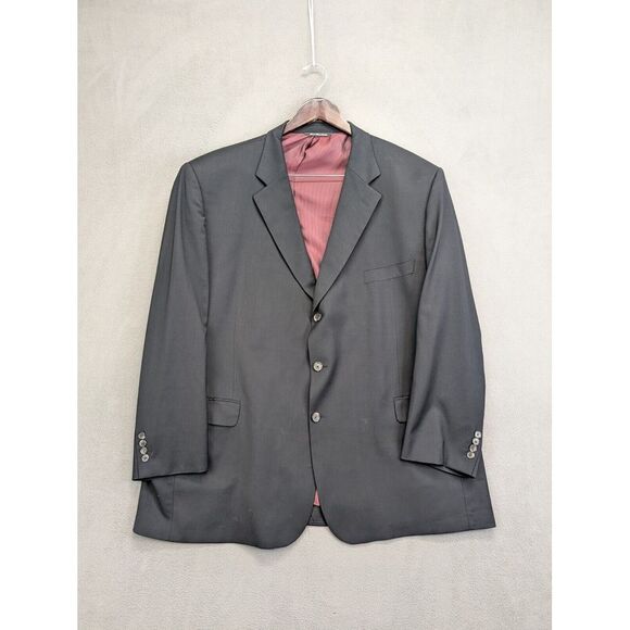 JACK VICTOR Men's 54R Wool Black Sport Coat Big Tall Blazer Suit